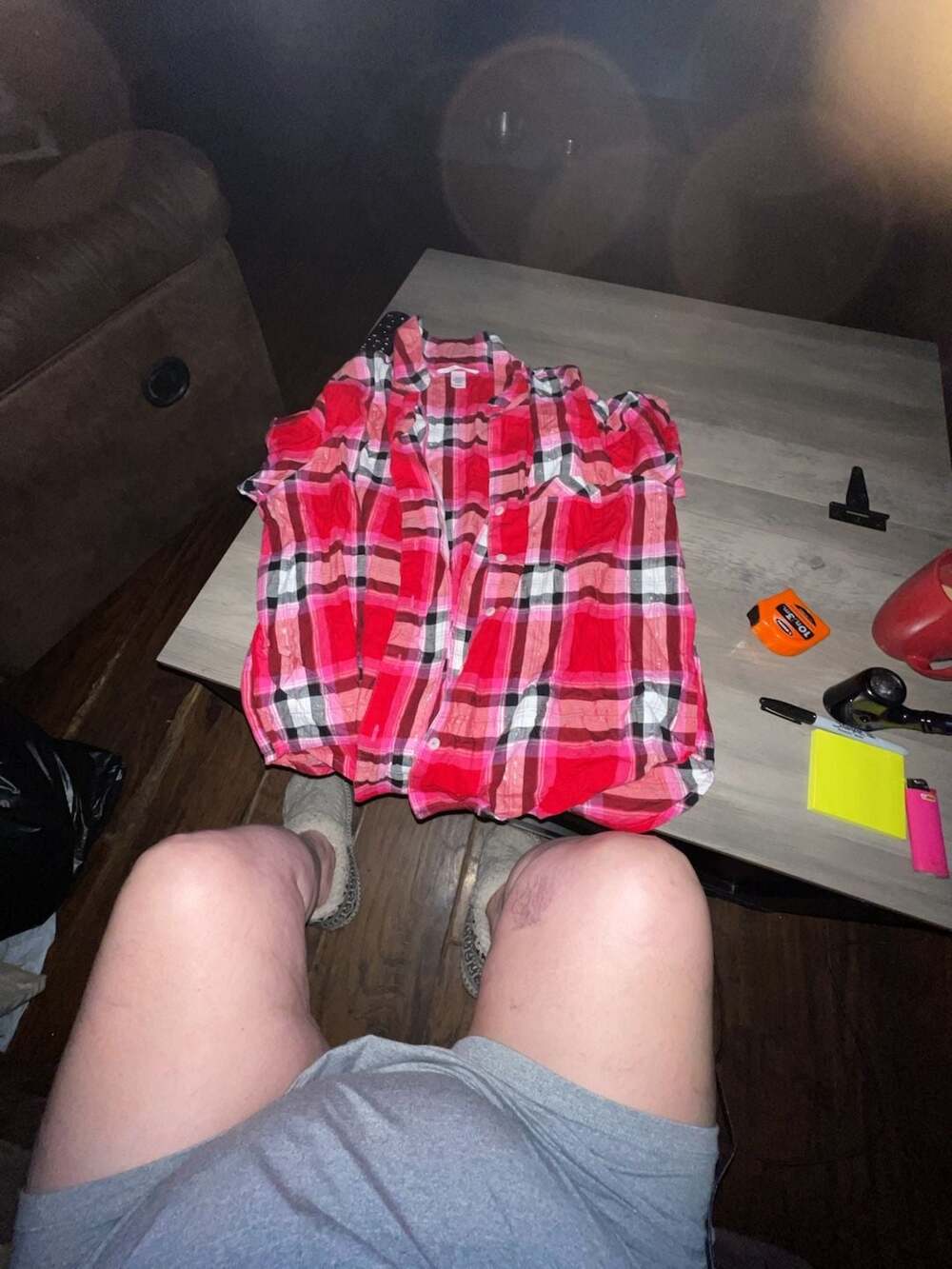 Victoria's Secret Flannel Pajama Top Red Pink Plaid